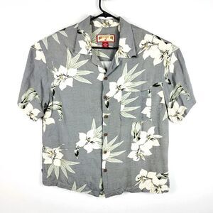 Caribbean Joe Gray Hawaiian Shirt Men's Large